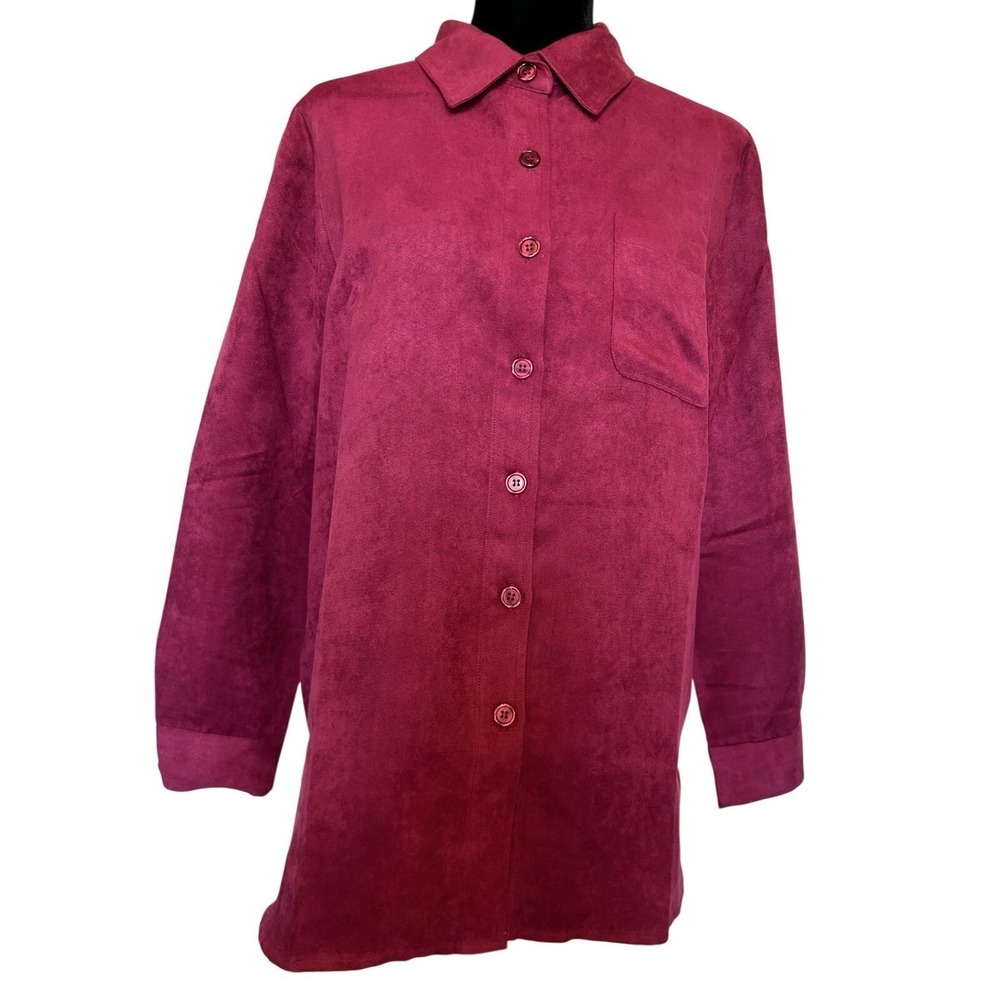 NWT Draper's And Damon's Red Brushed Polyester Shirt Blouse Size Large